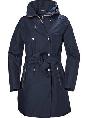 Helly Hansen Welsey Trench Coat - Navy Blue - Size XL